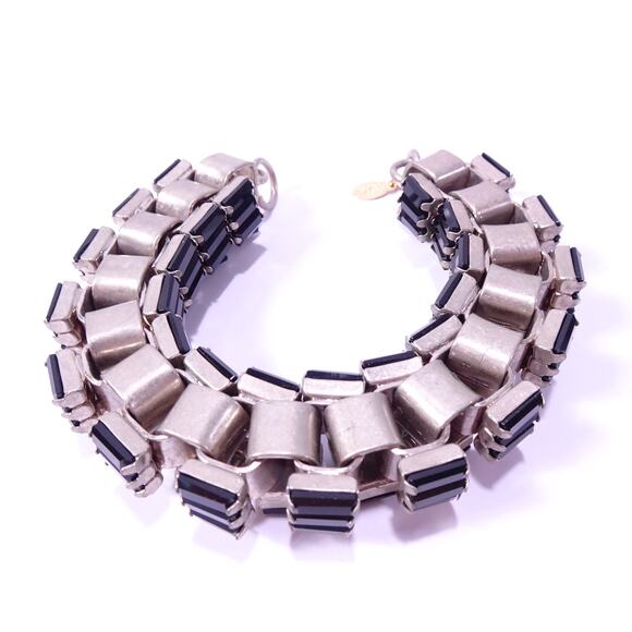 Neiman Marcus Lee Angel Women's Onyx Black Crystal Box Link Bracelet NWT 250 - Picture 9 of 16